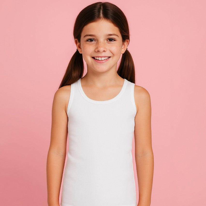 Canotta Spalla Larga Bambina Cotone 3 Pezzi AI8227 - Ellepì